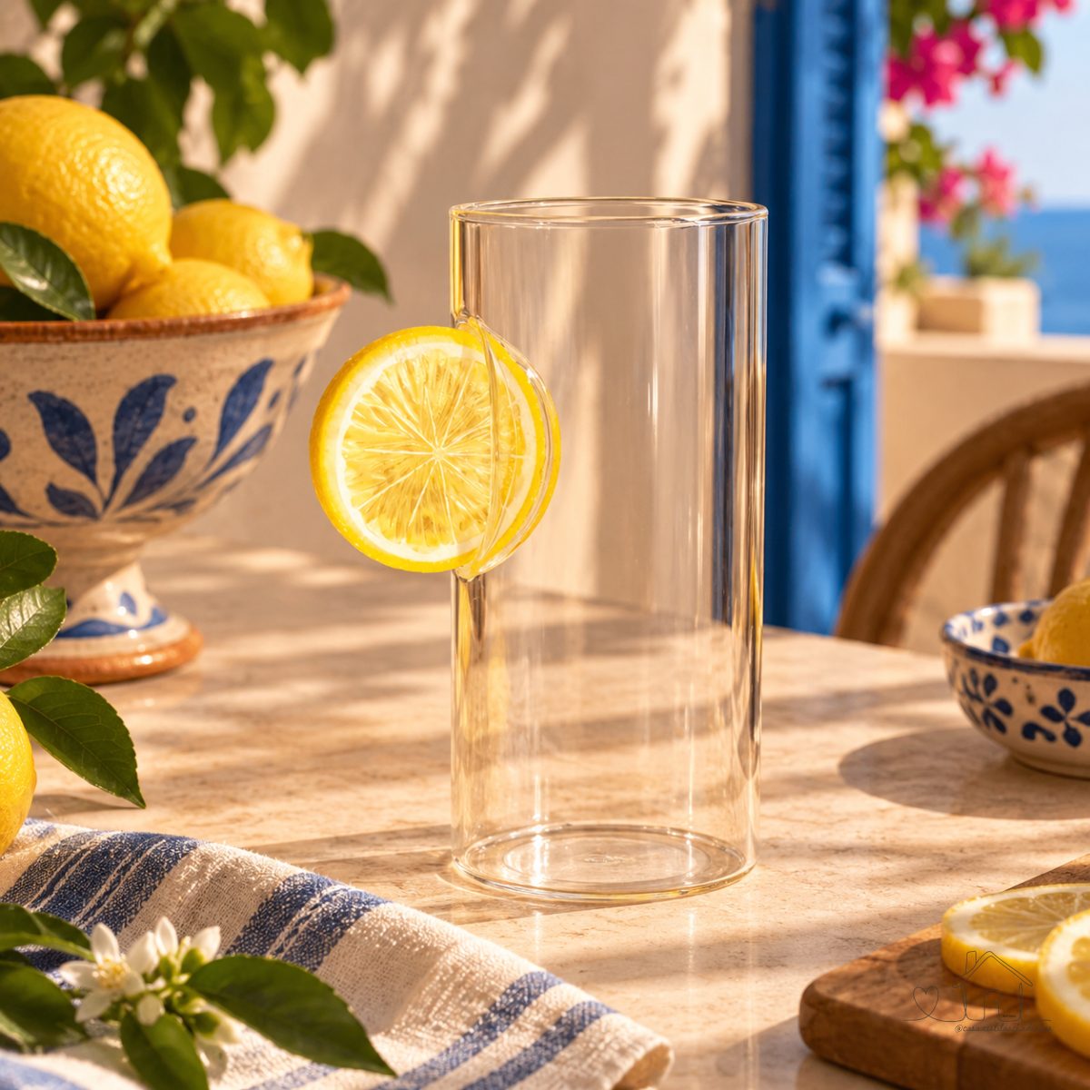 Jogo de 2 Copos de Vidro Borossilicato Decorativo Long Drink - Limão Siciliano 450ML
