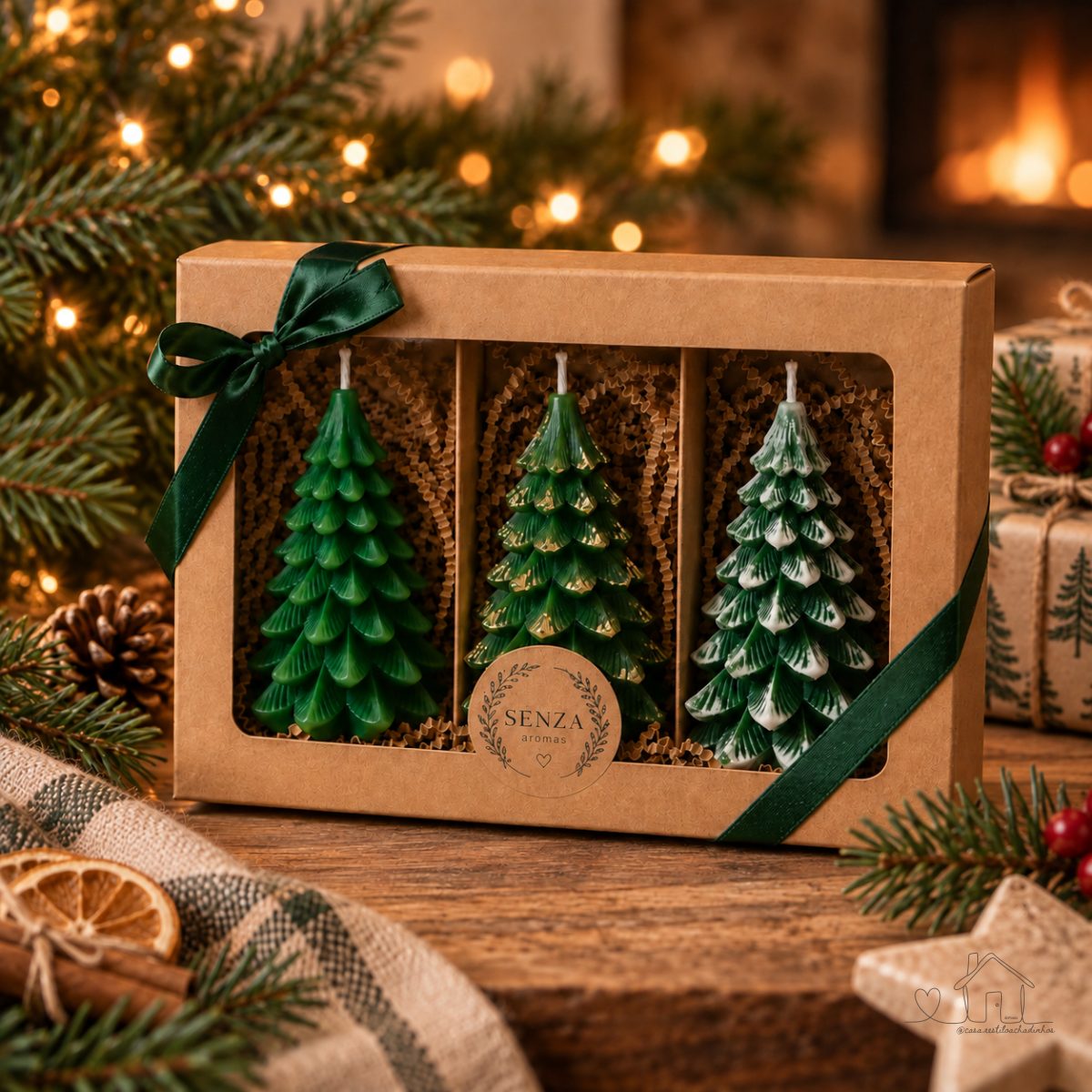 Vela Aromática Árvore de Natal Mini - Decorativa 6cm – Kit com 3