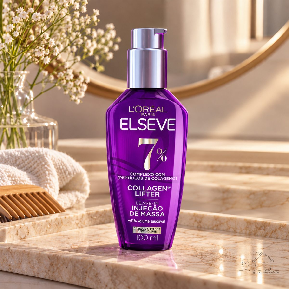 L'oréal Paris Elseve Collagen Lifter Leave-in Sérum Capilar Para Cabelos Finos - Injeção de Massa com Peptídeos de Colágeno