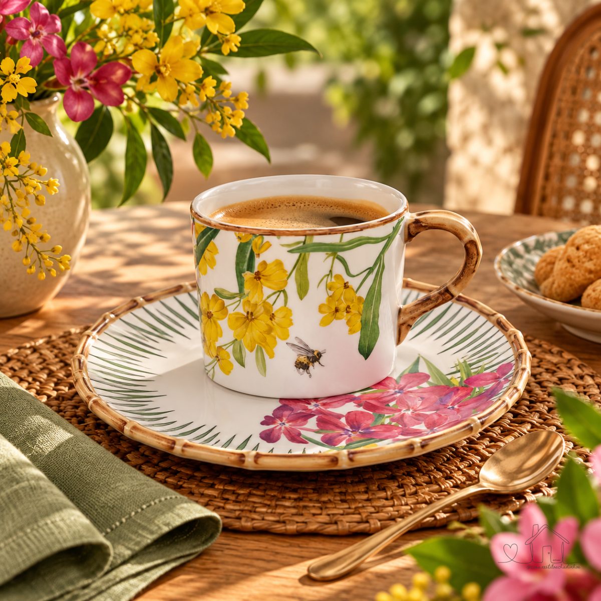 6 Xícaras de Café e Pires - WILD FLOWERS MAISON BLANCHE