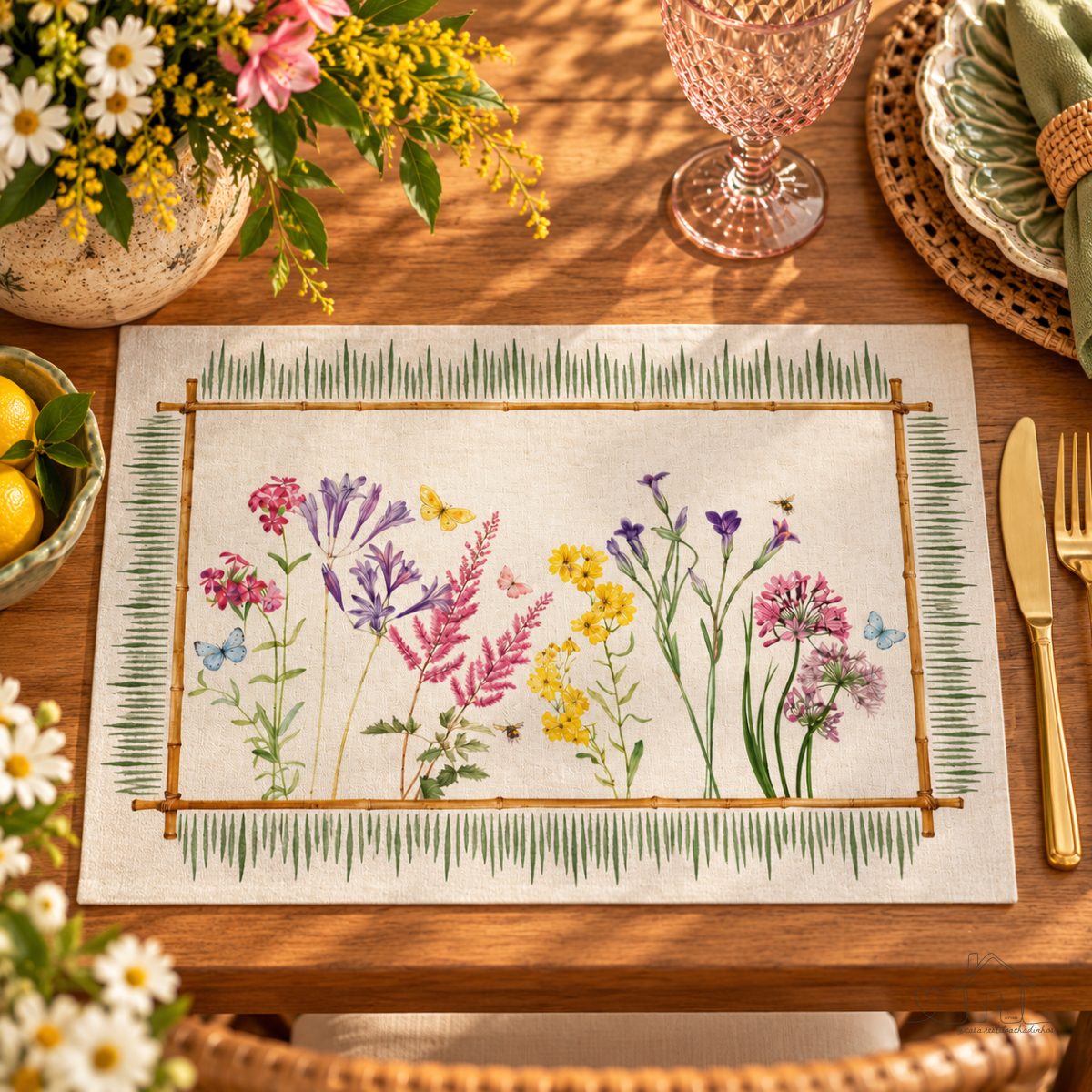Jogo Americano 2 Lugares - WILD FLOWERS MAISON BLANCHE
