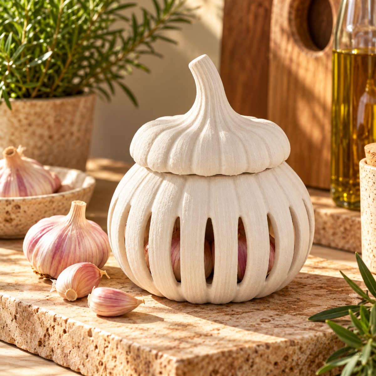Porta Alho Decorativo com Ventilação - Disponível em 2 Tamanhos