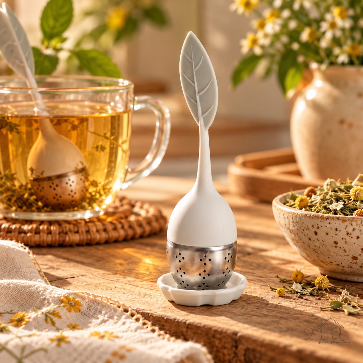 Infusor de Chá Reutilizável Inox com Cabo Silicone Oikos