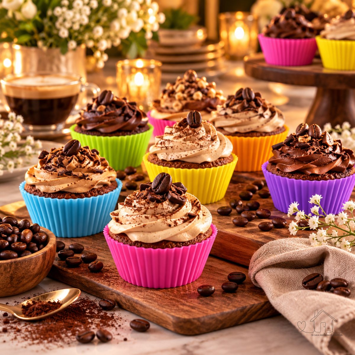 Conjunto Peças Forma de Silicone Redonda para Cupcake de 7 cm para Assar Bolos