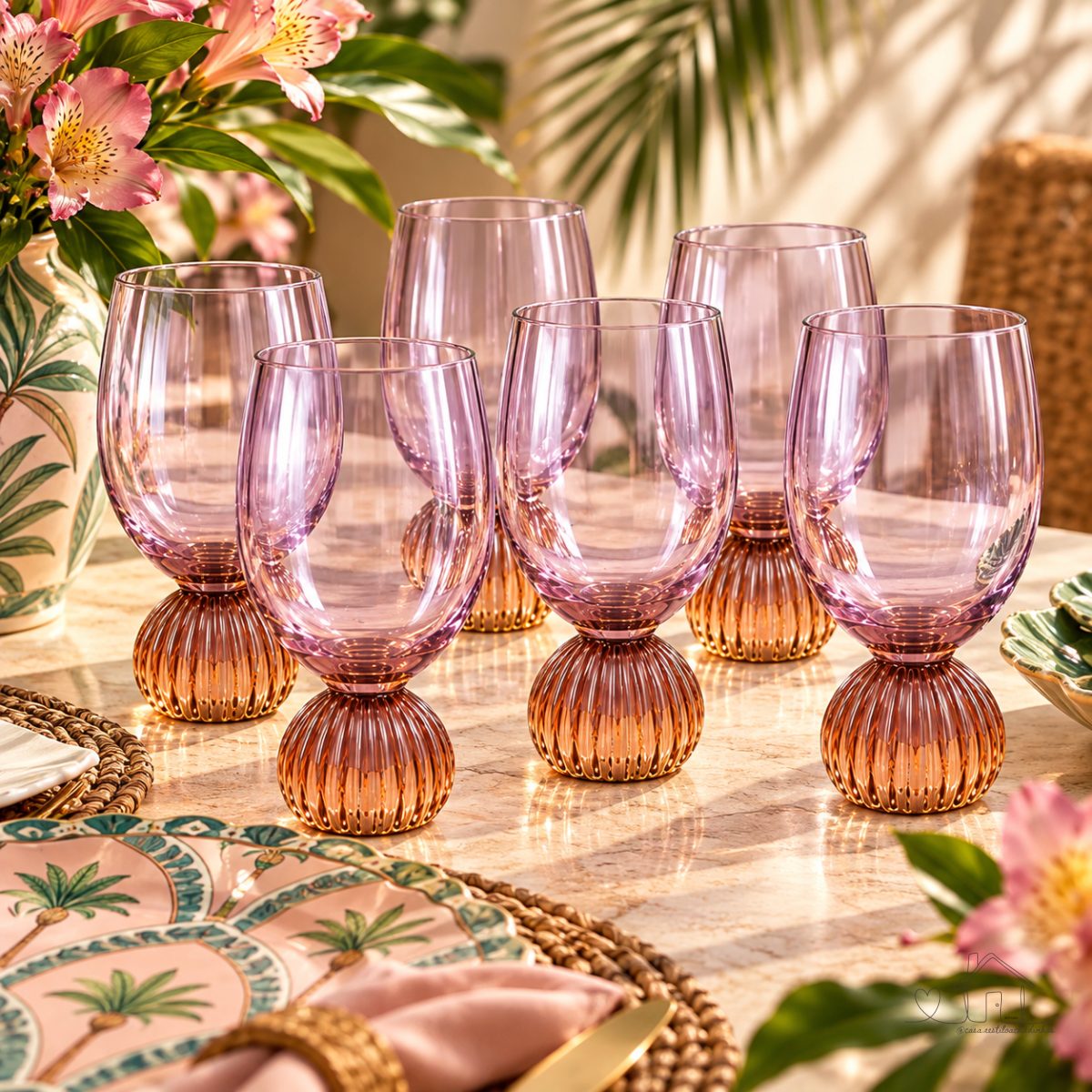 Jogo com 6 Taças Colors Cristal 400ml Linda para Mesa Posta e Bebidas