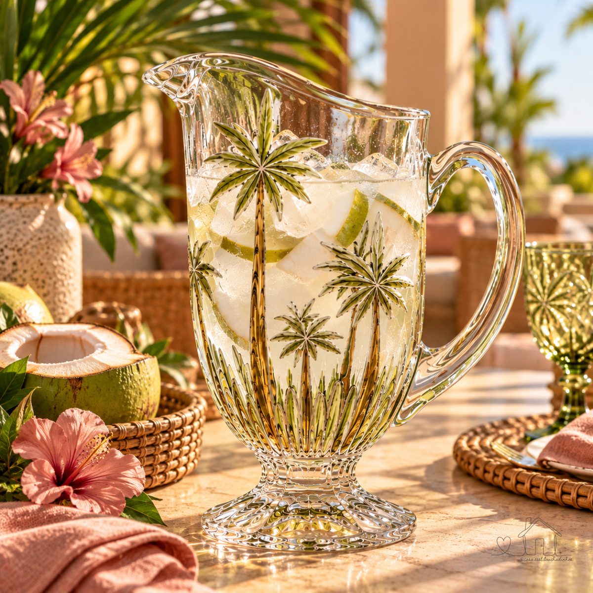 Jarra Palm Tree Handpaint 1,4L Cristal Ecológico Wolff