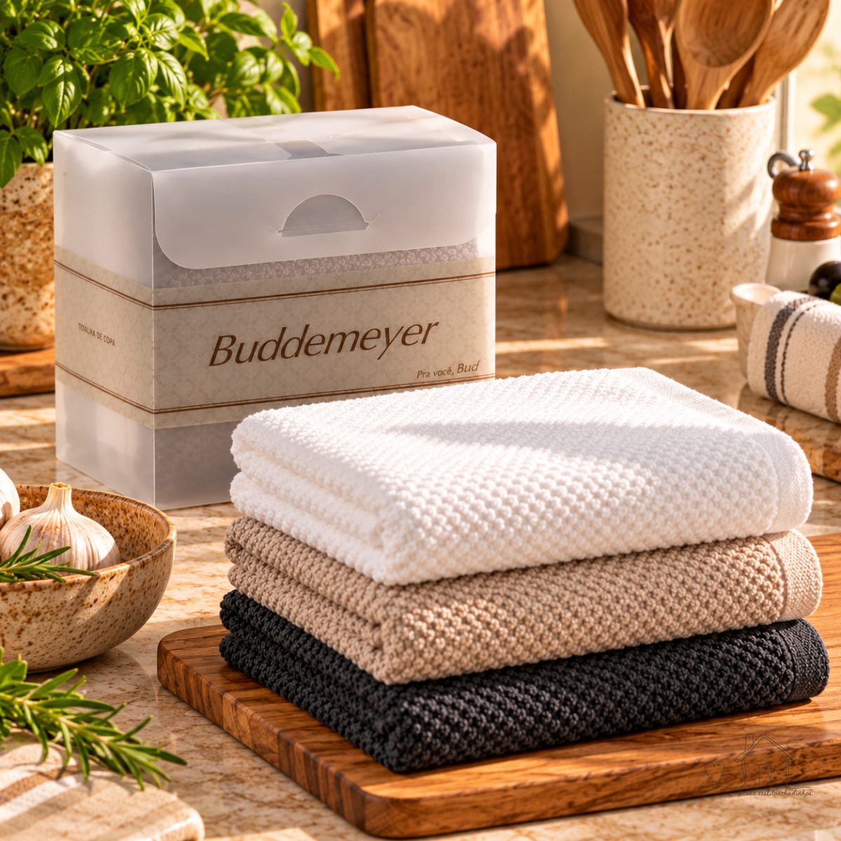 Kit Pano de Copa Tolhas Gourmet Buddemeyer 3pçs 100% Algodão