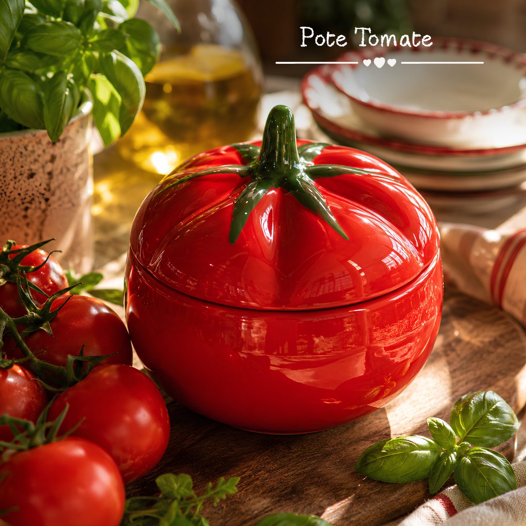 Pote Redondo com Tampa Tomate Seletta 730ml