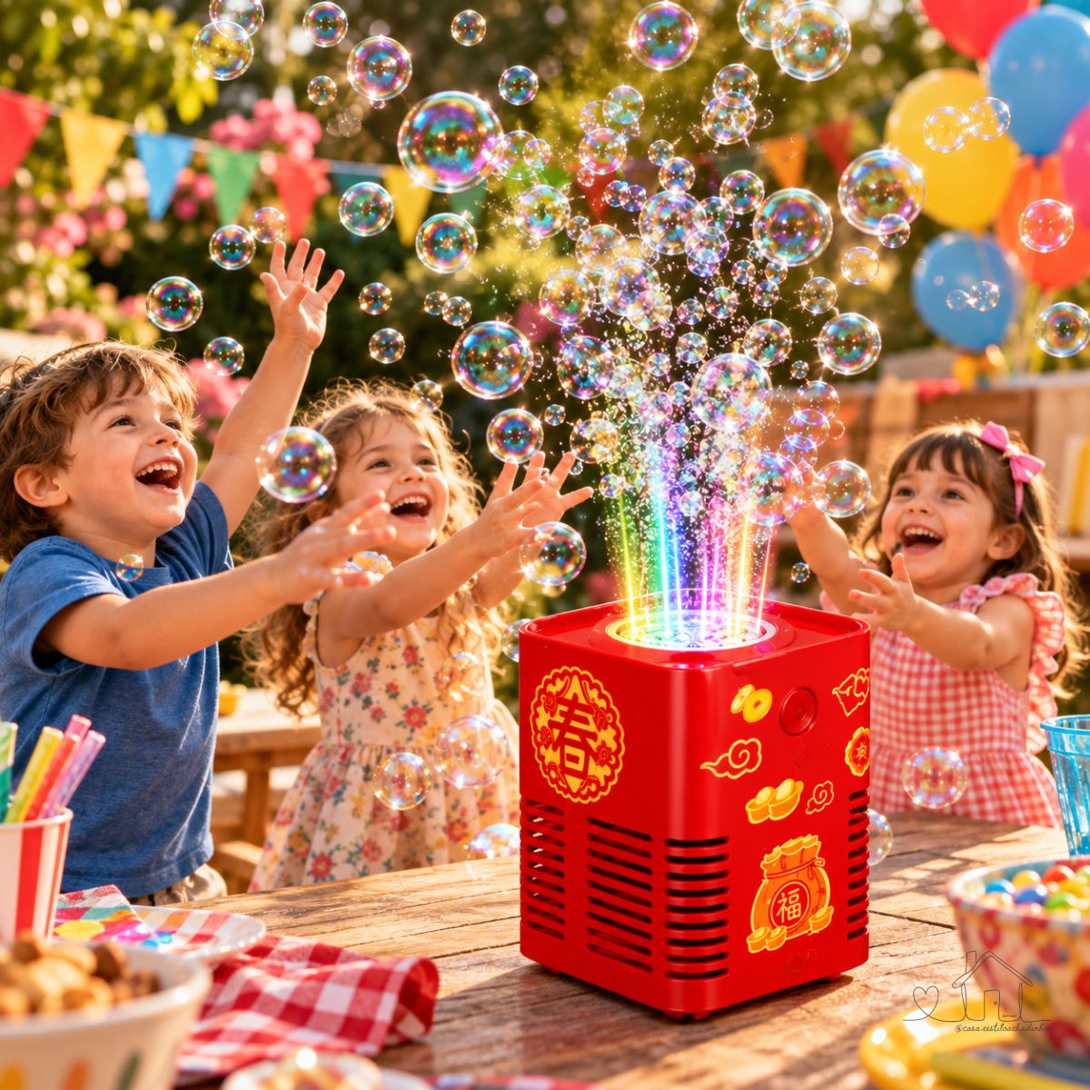 Máquina de Bolhas Automática Infantil com Luz LED Para Festas