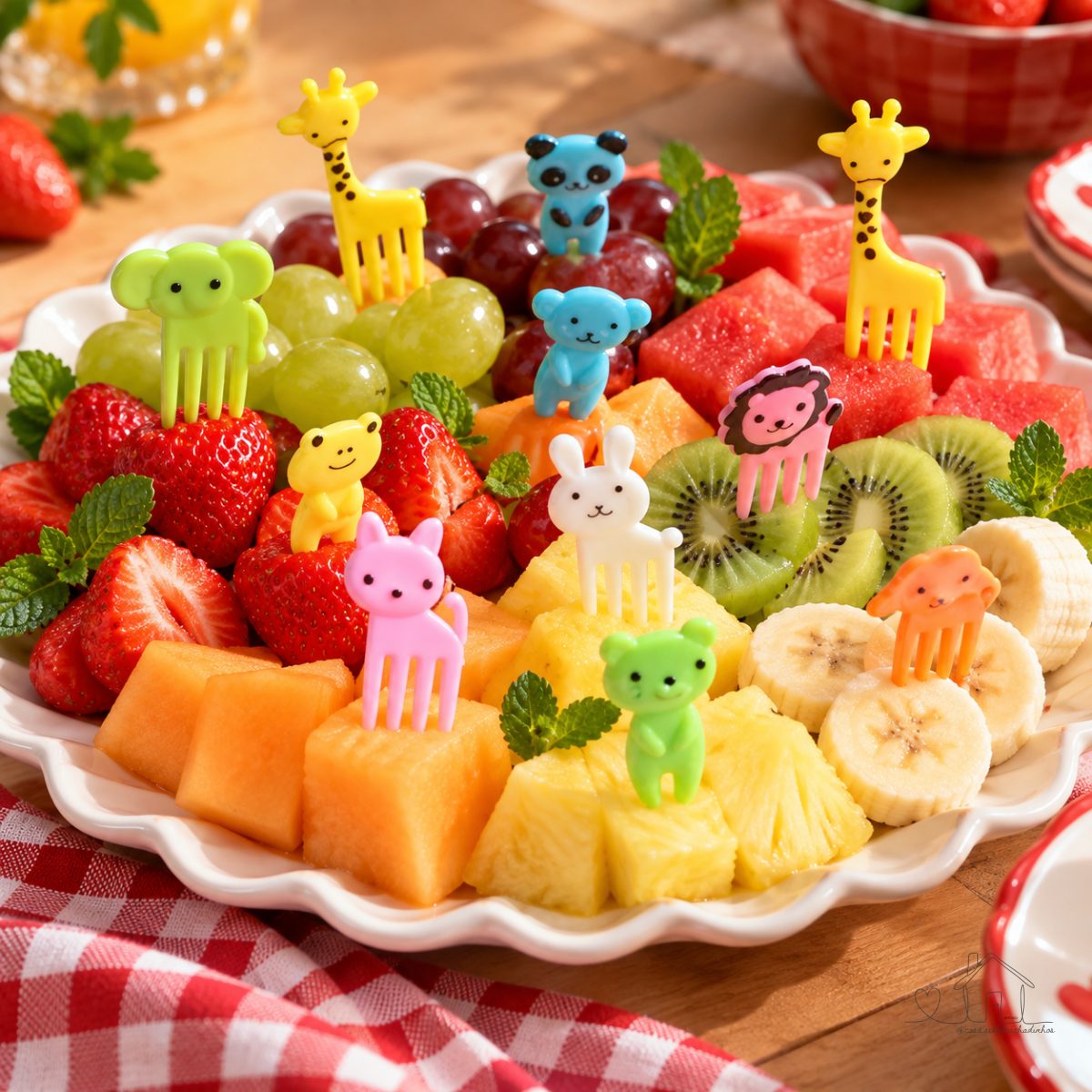 Garfinho Palitos para Frutas Petiscos Lancheira - Animais Infantil