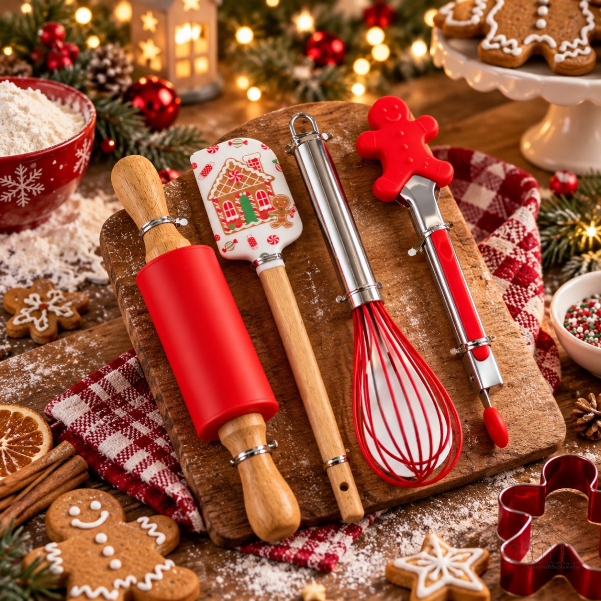 Kit Cozinha Ginger Natal – 25cm | 4 Peças