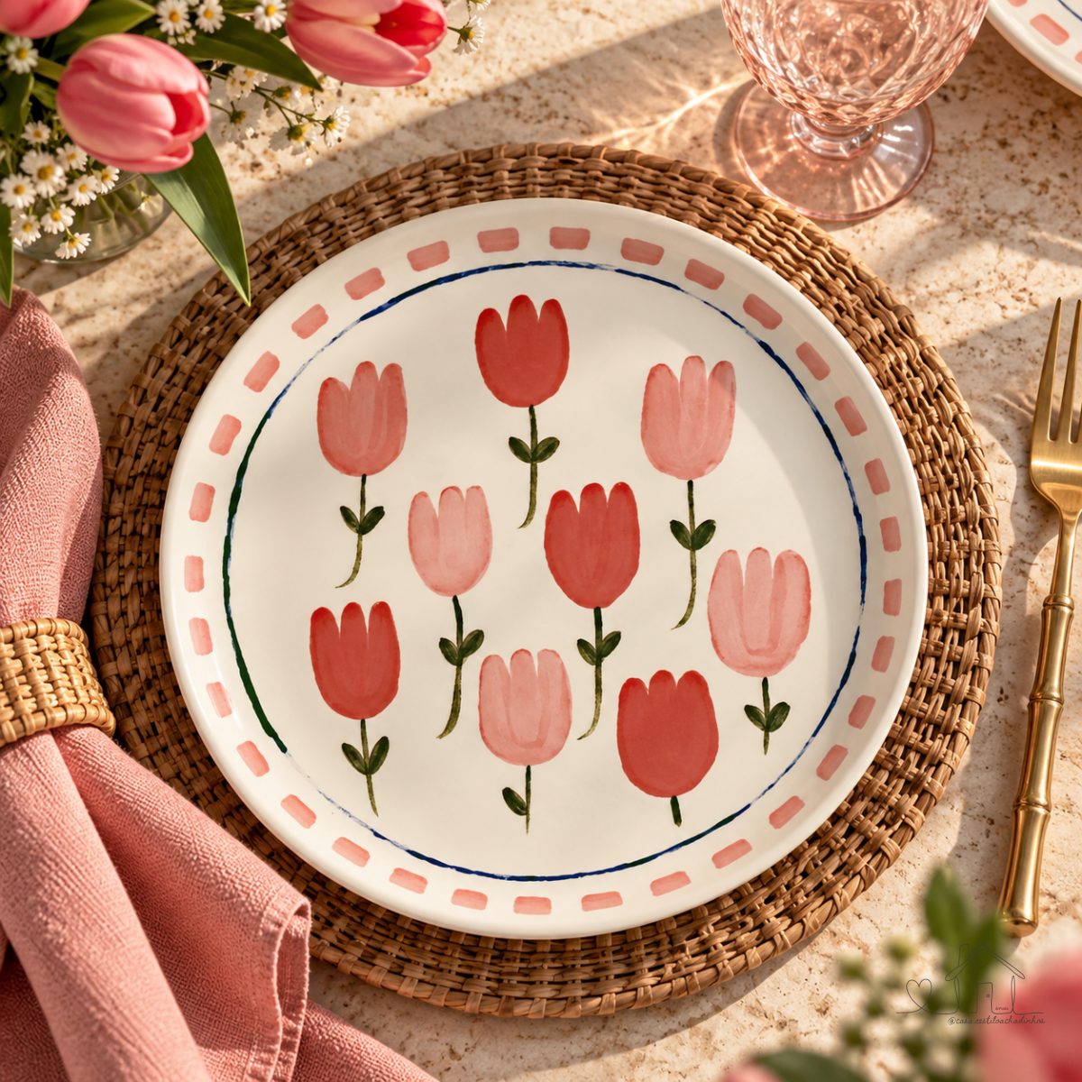 Conjunto 6 Pratos Sobremesa Doce Tulipa Scalla Cerâmica