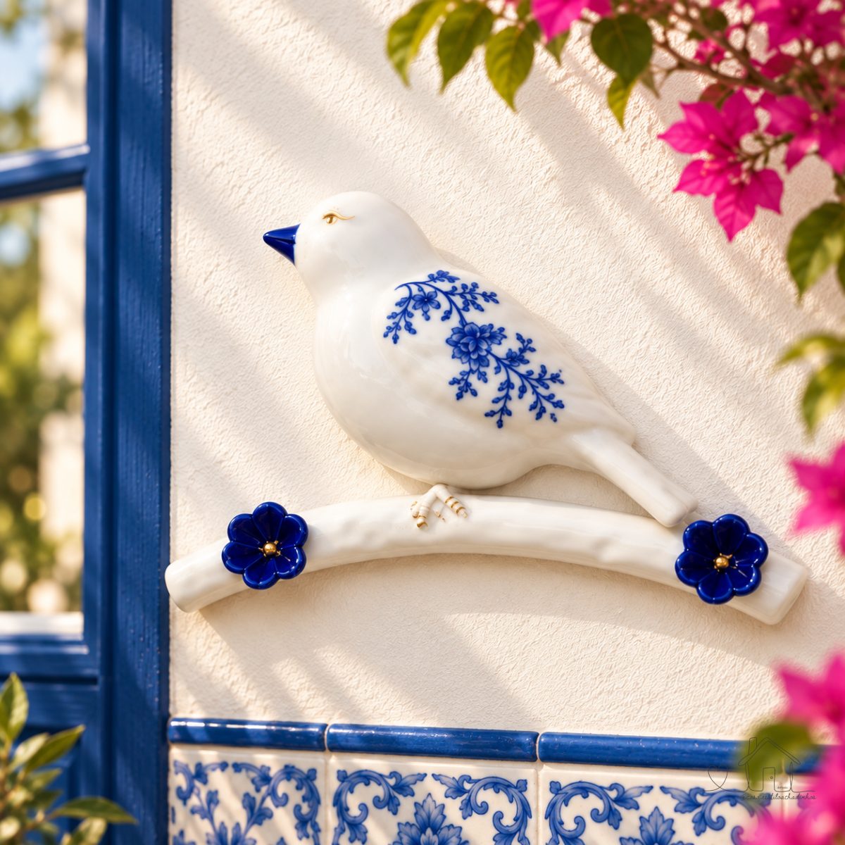 Pássaro de Parede em Porcelana